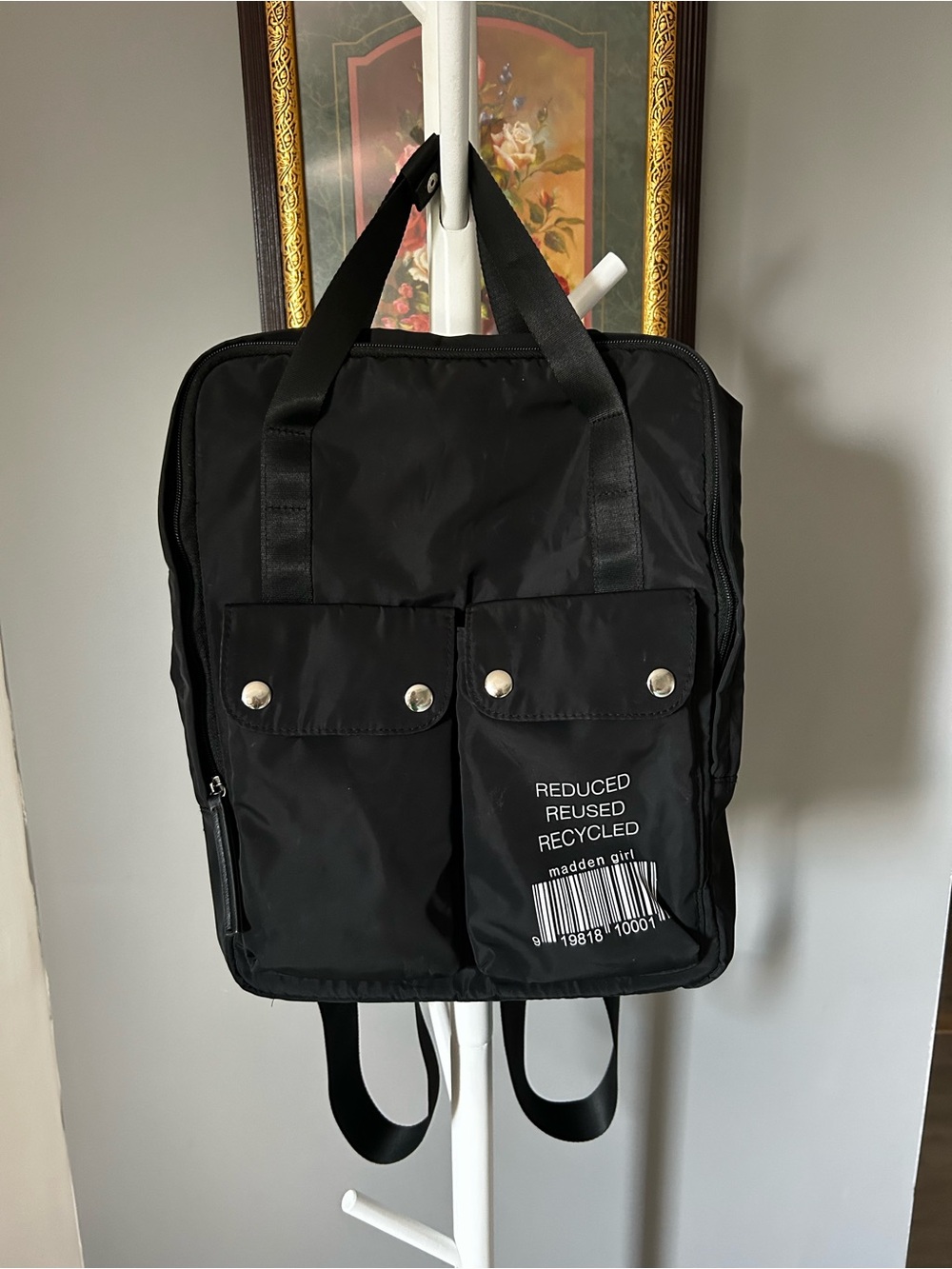 Madden Girl Eco-Friendly Backpack Top Handle Front Pockets Adjustable Strap